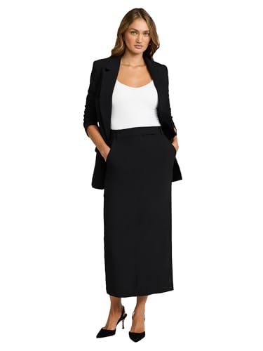 EXPRESS Women’s High Waisted Editor Skirt – Stretch Maxi Column,