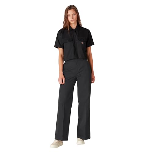 Dickies Women's Wide Leg Work Pants - Heavyweight Twill Fabric High Rise Relaxed Fit Work Pants for Women, Size 10 Regular, Stonewashed Black - image 5