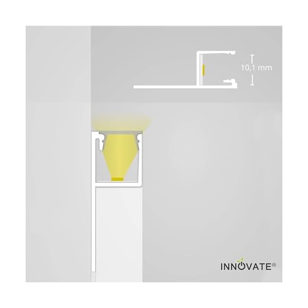 INNOVATE LED Fliesenprofil Alu Profil 2 Meter inkl. Abdeckung - Fliesen - Aluminium für LED Streifen bis 12mm Breite - 2000mm Länge – Bild 6