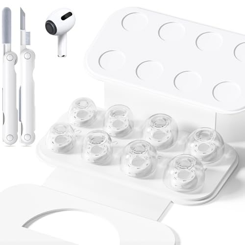 Image of 4 Pairs Replacement Ear Tips for Airpods Pro 1 /2 with Hole for Noise Reduction, Silicone Earplugs for Airpods Pro with Cleaning Set & Portable Storage Box, Transparency