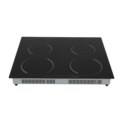 Cuisinière électrique en céramique, plaque vitrocéramique infrarouge, 6000 W, écran tactile, 4 zones de cuisson, plaque de cuisson intégrée avec minuterie, pour casseroles à fond plat