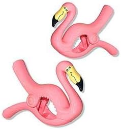 Miniatura 2 de C&H Solutions Juego de 2 clips de toalla de playa Flamingo tamaño jumbo para silla de playa, crucero, patio de playa, accesorios de piscina, clip de