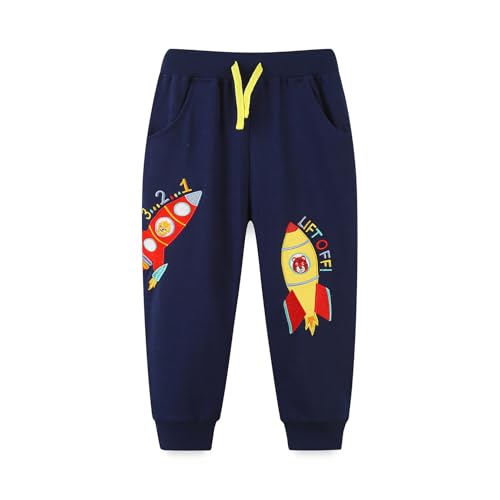 Image of Mud Kingdom Little Boys Girls Christmas Sweatpants Elastic Waist Joggers Embroidered Pattern Sweat Pants with Pockets