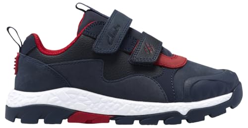 Basket Clarks Steggy2Track K enfant bleu marine et rouge à scratch