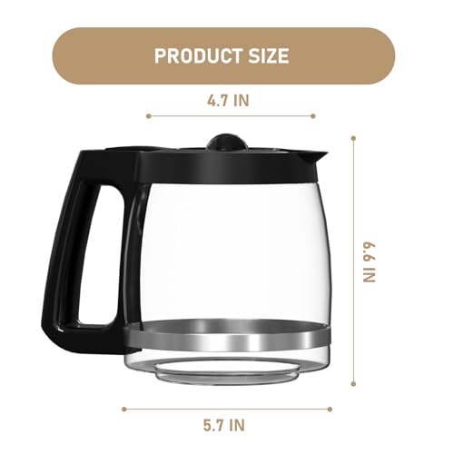12-Cup Coffee Maker Glass Carafe Replacement Compatible with Hamilton Beach Coffee Maker Models 46310, 49976, 49350, 49980R, 49980A, 49980Z, 49983, 49618, 46300, 49966 1 Pack