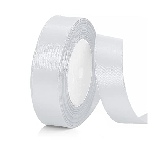Ruban de Décoration, 25mm x 22m Ruban de Satin Blanc, Ruban Cadeau pour Fleurs, cadeaux, Mariage, Fêtes (Blanc) Cover