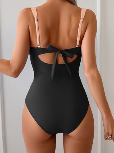 Image of B2prity Women's One Piece Swimsuits Tummy Control Bathing Suits Push Up Swim Suit Color Block Swimwear