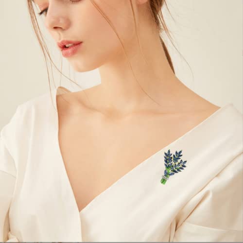 Image of Lavender flower brooch crystal rhinestone tulip brooch elegant accessories jewelry women brooches and pins fashion jewelry wedding flowers lapel pin
