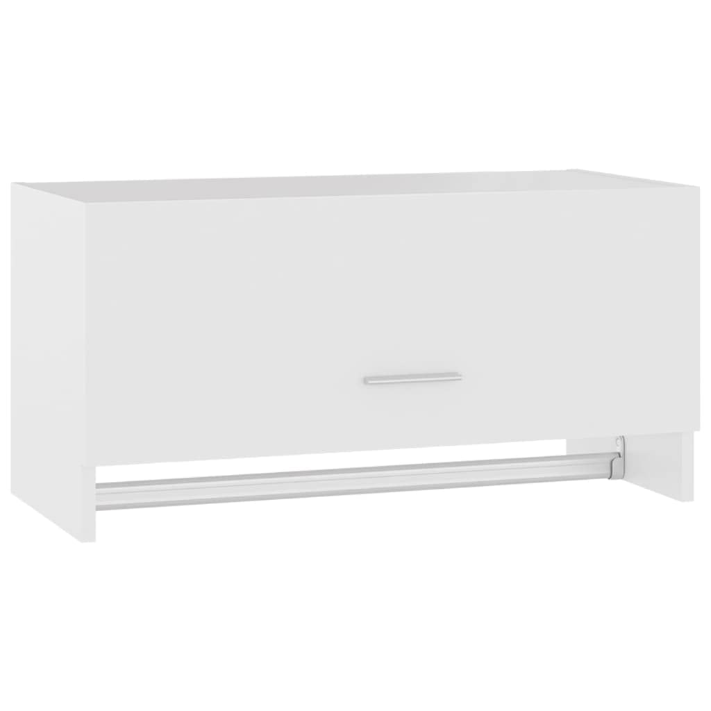ACAGALA Armario colgante para baño, armario de pared plegable para baño, apertura telescópica, 70 cm de ancho, con tendedero, color blanco, 70 x 32,5 x 35 cm