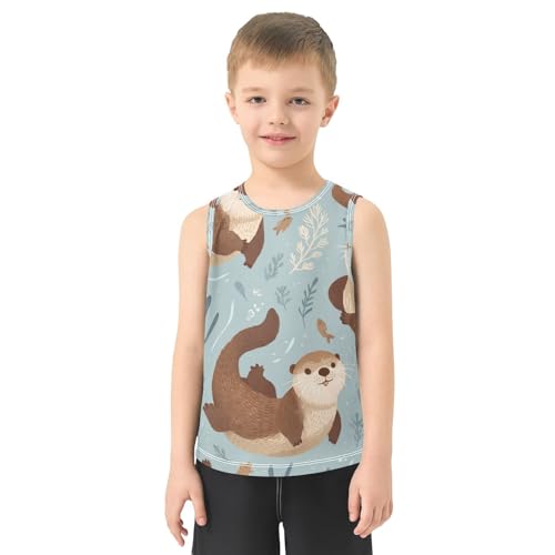 susiyo Adorable Otters Pattern Boys Sleeveless Tank Top Girls Athletic T Shirt2
