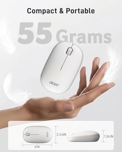 Acer Computer Mouse Wireless, 2.4G Slim USB Wireless Mice with USB-A Receiver, 1600 DPI Optical, Laptop Mouse with Plug and Play for Right/Left Handed Users (for Chromebooks, Windows PC & Mac) White - image 3