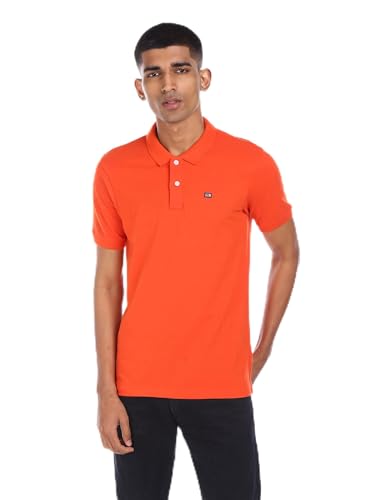 Image of Arrow Sport Solid Polo T-Shirt for Men - Regular Fit, Cotton Half Sleeves Mens Tshirt