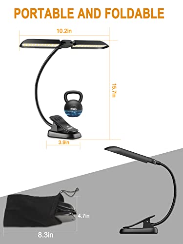 Vekkia Folding Music Stand Light, Portable 42 Led Rechargeable Super Bright Clip On Piano Lamp,Professional 5 Brightness×3 Color Temperature, Perfect For Grand Piano, Book Reading #TOP5