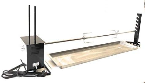 Girarrosto Professionale Elettrico Gigante ALLEGRI® con Velocita Variabile - Leccarda- Spiedo sezione Esagonale spessore 16 mm lunghezza cm 120 con coppia fermacarne 4 punte