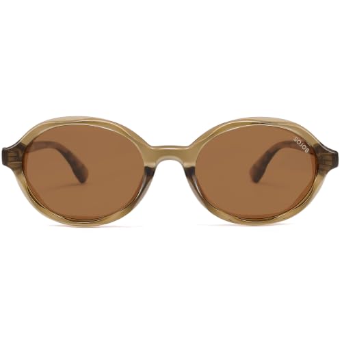 Image of SOJOS Trendy Polarized Oval Sunglasses for Women Men,Fashion Ovale Rounded Shades Fashion Wave Frame UV400 Protected SJ2697