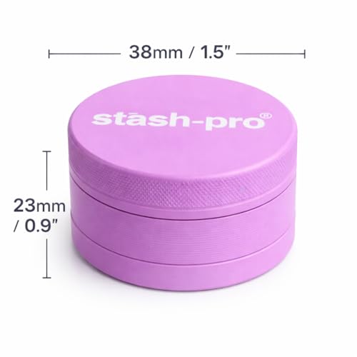 Image of Stash-Pro Small Neon Crusher (Purple) | Compact Mini Metal Crusher /Grinder | 38mm Diameter x 23mm Height | Textured Grip | Pocket Size | Easy Twist Design