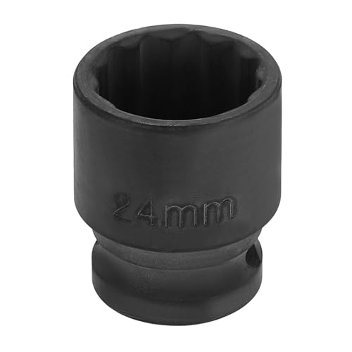 Image of HARFINGTON 1 /2 inch Drive x 24mm Shallow Impact Socket 12-Point Metric CR-V Steel Spindle Nut Impact Flip Sleeve for Home Auto Nuts Bolts Repair