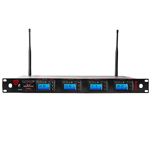 Nady 4W-1Ku Ht Quad True Diversity 1000-Channel Professional Uhf Wireless System With 4 Handheld Microphones – Autoscan – Automatic Transmitter Pairing – All Metal Construction #TOP2