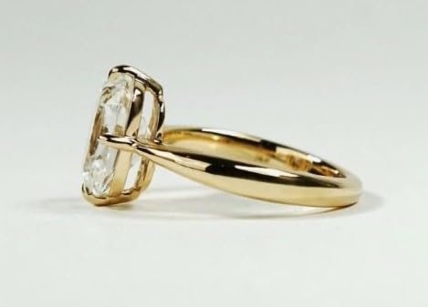 3 CT Diamond Cushion Cut Diamond Engagement Ring, Solitaire Daimond Ring, Wedding Ring, Compass Prong Setting, yellow gold plated.size 3-12 (USA).3