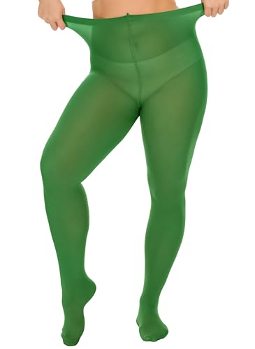Image of DUCMODA Plus Size Tights for Women, Ultra Soft Solid Color Semi-Opaque Pantyhose, Nylon High Waist Stockings 1X 2X 3X 4X