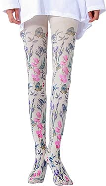 Image of Sahabowi Women Tights, Sheer High Waist Pantyhose, Vintage Control Top Stockings, Siwa opaque print1