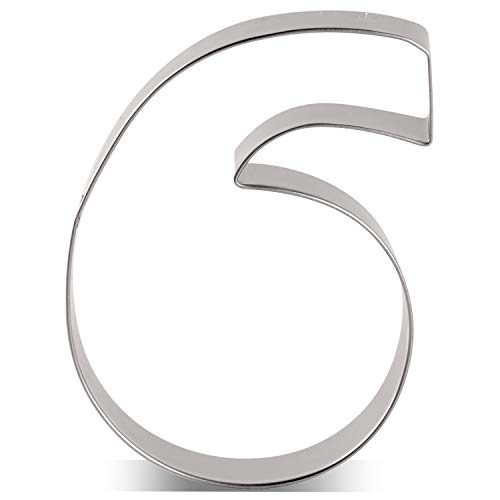 KENIAO - Cortador de galletas, número 6, para cumpleaños, aniversario, día especial, 2,7 x 3,6 pulgadas, acero inoxidable