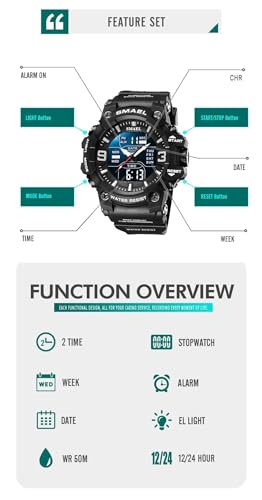 Image of Gosasa Men's Watches Multi Function Military S-Shock Sports Watch LED Digital Waterproof Alarm Watches