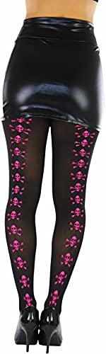 Image of ToBeInStyle Women's Skull Crossbones Skeleton Pirate Symbol Hosiery Tights & Thigh High Stockings