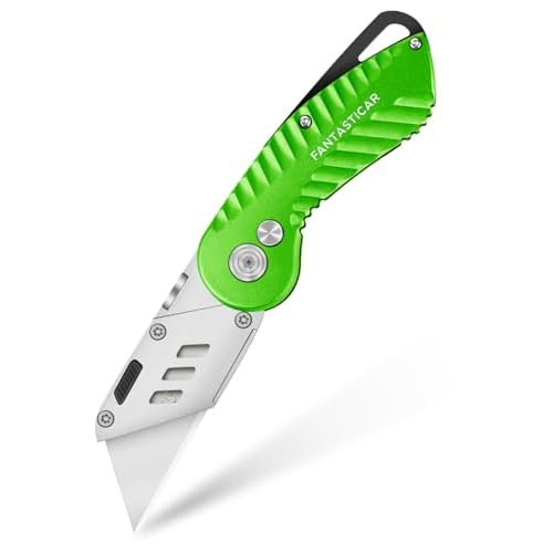 FantastiCAR Folding Utility Knife, Sturdy Metal Box Cutter with Extra 5 Blades, Quick Blade Change, and Preminium Gift Packaging, for Cardboard Opener