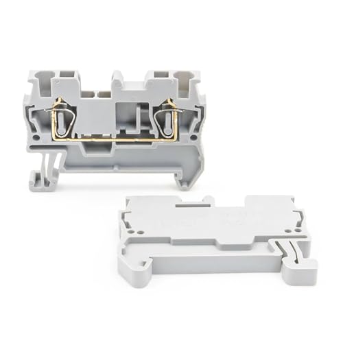 10Pcs High-Current Spring Terminal Block 24A 800V, DIN Rail Mount PA66 for 4mm² Industrial Wires(ST-2.5-10 PCS-Gray)