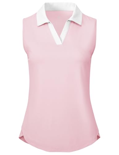 Image of BGOWATU Women's Sleeveless Golf Polo Shirts Collared V Neck Tennis Tank Tops UPF 50+ Quick Dry Lightweight