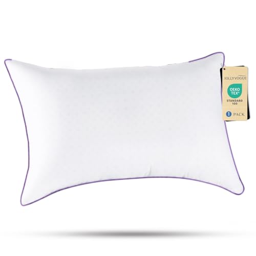Image of JOLLYVOGUE Pillows Standard Size Set of 1, Washable Supportive Single Bed Pillow with Super Soft Down Alternative Fill, Luxury Fluffy Hotel Quality for Side, Back, and Stomach Sleepers