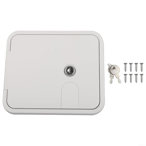 TONIXY Escotilla de almacenamiento de cable para caravana con llaves para autocaravanas, cámper, remolque y yate con apertura de 180° y construcción resistente a la intemperie (blanco)