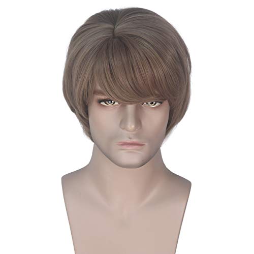 Miss U Hair Men's Short Straight Wave Light Brown Wig Adult Party Cosplay Wig