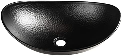 Monarch Abode 19186 Hand Hammered Matte Black Harbor Vessel Bathroom Sink (19 inches)