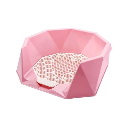 Vasino per Cani Recinto in Plastica per Toilette per Cani Non Facile da Schizzare Design Rimovibile Piedini Antiscivolo Sul Fondo Orinatoio per Cani di Grande Spazio Toilette a Punto Fisso(Pink,17.7x1