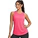 Womens Workout Tops Racerback Athletic Tank Top, Lightweight Relaxed Fit Workout Shirts Women, Soft Gym Tops for Women for Running, Yoga Shirts and Yoga Training Neon Pink