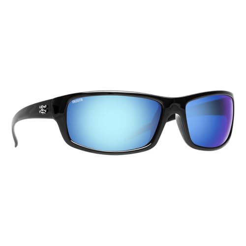 Calcutta Meads Polarized Sunglasses Shiny Black/Blue Mirror Lens