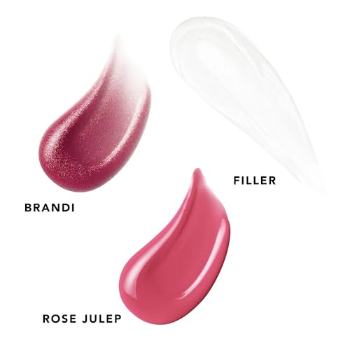 BUXOM Full-On Plumping Lip Polish, Tinted Lip Plumper Gloss with Peptides & Vitamin E, High-Shine Lip Gloss that Nourishes, Vegan, AI 3 Piece Set (Mini Brandi, Filler, Rose Julep)
