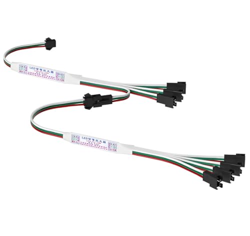 Jandei – Amplificador RGBIC Direccionable para Tiras LED 5V-12V-24V, Distribuidor Señal IC 1 Entrada (3 pines) y 4 Salidas (3 pines).