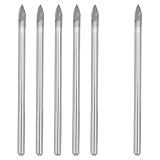 Piutouyar Round Shank Triangle Head Drill Bit, 6 Pack 3 mm Tip Diameter Drill Bits Set for Concrete, Tile, Glass, Ceramic, Brick, Wood