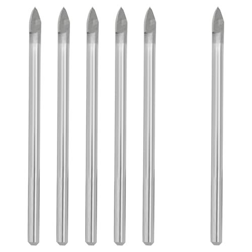 Piutouyar Round Shank Triangle Head Drill Bit, 6 Pack 3 mm Tip Diameter Drill Bits Set for Concrete, Tile, Glass, Ceramic, Brick, Wood