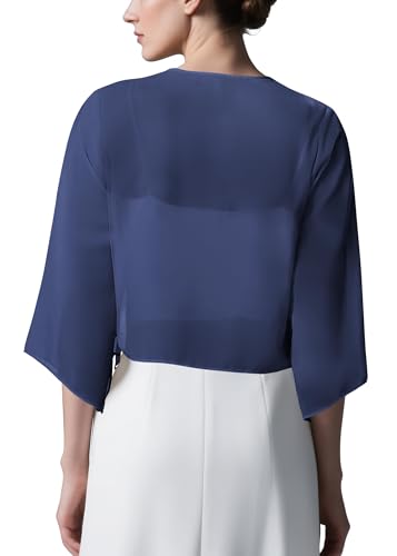 Image of Urban CoCo Women's Chiffon Shrug Cardigan Open Front 3 /4 Sleeve Drape Irregular Hem Bolero Summer Cover Up