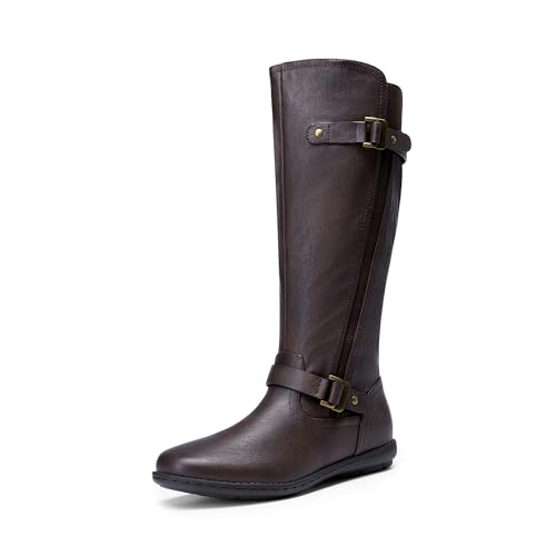 DREAM PAIRS Women's Trace Brown Faux Fur-Lined Knee High Winter Boots Wide Calf Size 10 M US