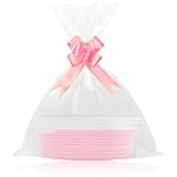 Geschenkkorb Leer Set – Präsentkorb Mit Schleife & Geschenktüte – Präsentkorb Leer, Wiederverwendbarer Geschenk Korb Für Geschenke, Geburtstage & Dekoration – Rosa-Weiß Design