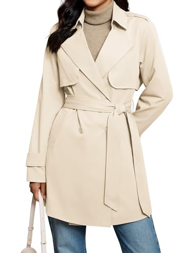 Image of luvamia Trench Coat for Women Fall Coats Spring Jacket Woman Spring Trench Coats for Women Lightweight Double Breasted Coat Womens Work Outfits Business Casual Turtledove Size Small Fits US 4-6