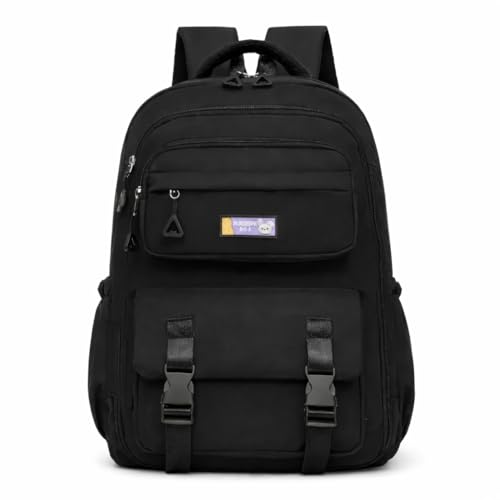 Mochila Escolar Feminina Grande, Resistente, Material Oxford e Poliéster, Compartimentos Múltiplos, Alças Acolchoadas, para Estudantes, Preta