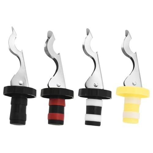4-Piece Bottle Caps with Lever, Stainless Steel Wine Bottle Stopper, Bottle Opener, Multifunctional Bottle Stopper, Reusable