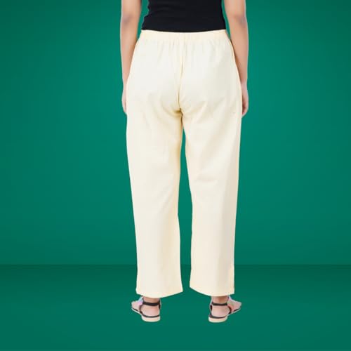 Image of Happy Bunny Parallel Pants for Women 100% Cotton Ankle Length Trousers Regular Fit with Elastic Drawstring Stylish & Pockets Casual Formal Wear for Office & Home