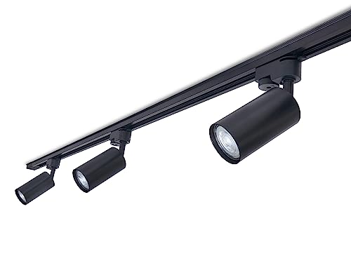 KOLORENO Steka Lite Schienenleuchte - LED Seilleuchte Schienensystem - Schiene mit 3x GU10 Strahler- Dekorative Lampe Deckenstrahler - LED-Innenlampe - 1,5 m Lange Schiene - Schwarz KOLORENO Steka Lite Schienenleuchte - LED Seilleuchte Schienensystem - Schiene mit 3x GU10 Strahler- Dekorative Lampe Deckenstrahler - LED-Innenlampe - 1,5 m Lange Schiene - Schwarz